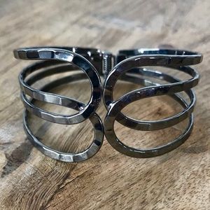 Pewter-Tone Hinged cuff bracelet
